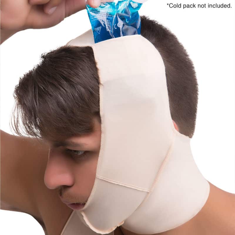 Chin Strap Support With Cold Pack Insert Pouches Compression Garment W